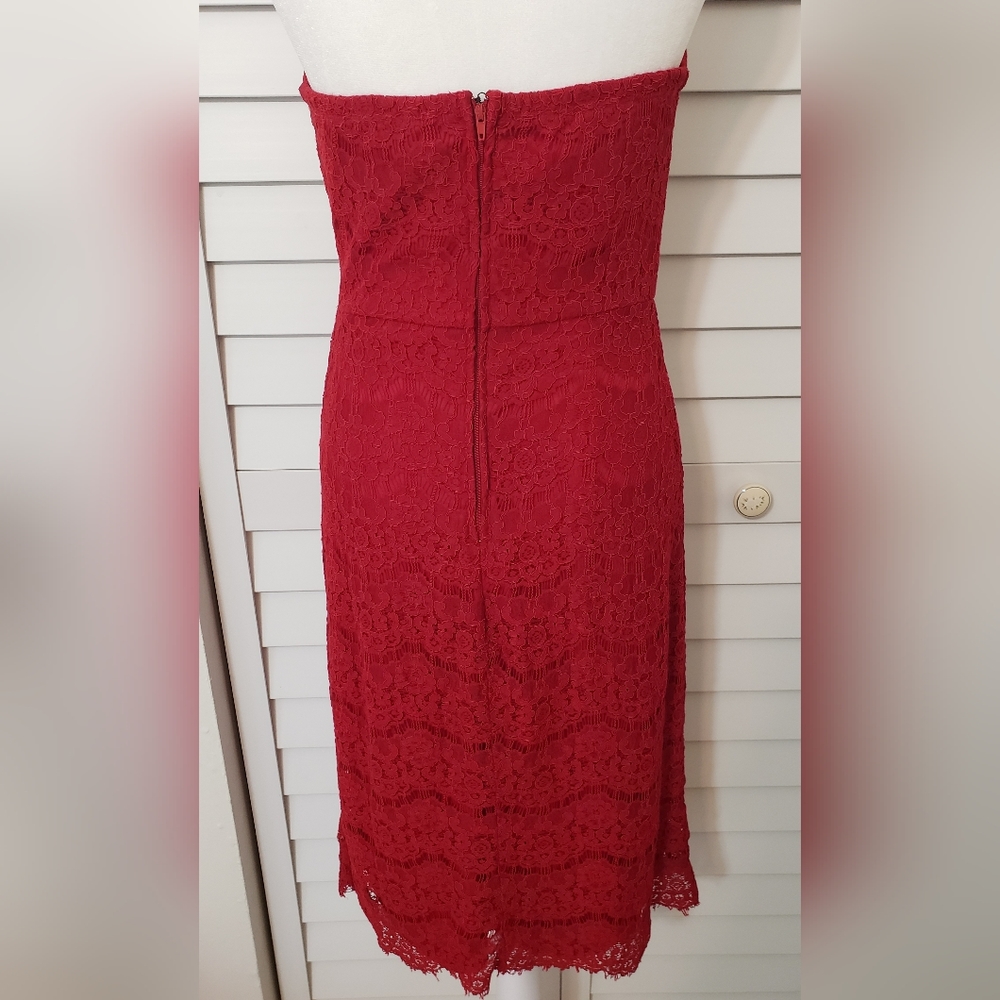 H&M Stapless Red Lace Sexy Dress Size L - Picture 2 of 12